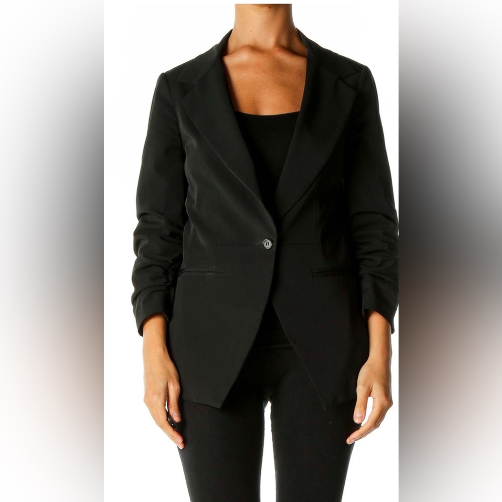 Gorgeous Elizabeth and James Blazer 
Size 6 Black scrunched sleeves long front - Picture 3 of 12